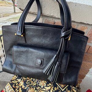 DOONEY & BOURKE Florentine Front Pocket Italy Large Black Shoulder Bag Satchel